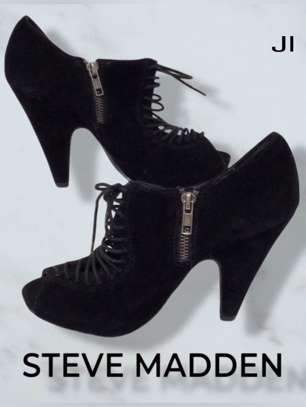 STEVE MADDEN Suede Peep Toe Corset Front Heels Size 7.5